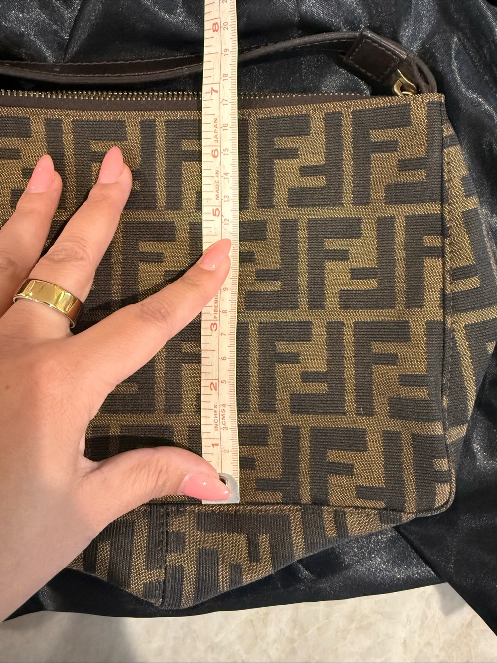 Fendi Brown and Dark Brown Zucca Logo Wristlet - Picture 13 of 13